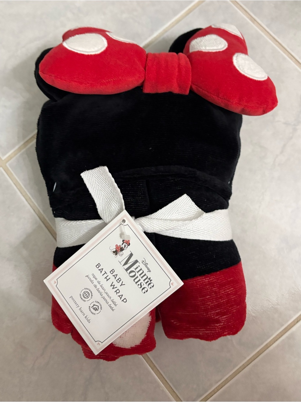 Pottery Barn Kids Disney Minnie Baby Hooded Towel